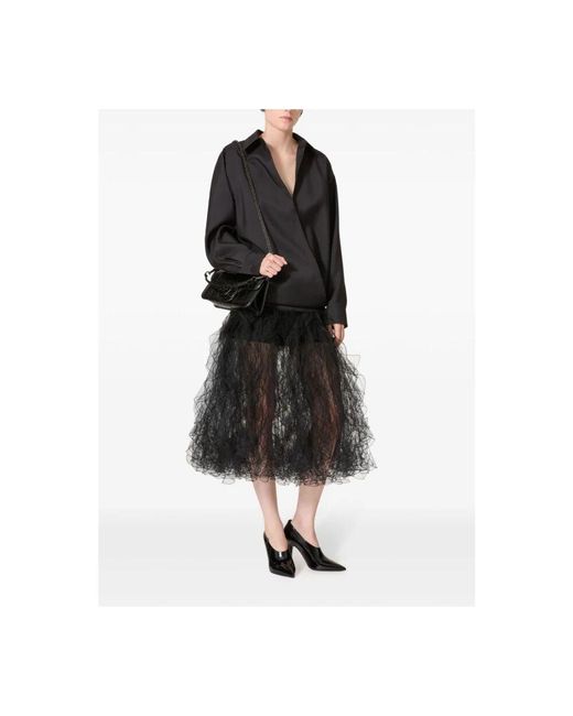 Valentino Garavani Black Schwarzes techno light wool hemd