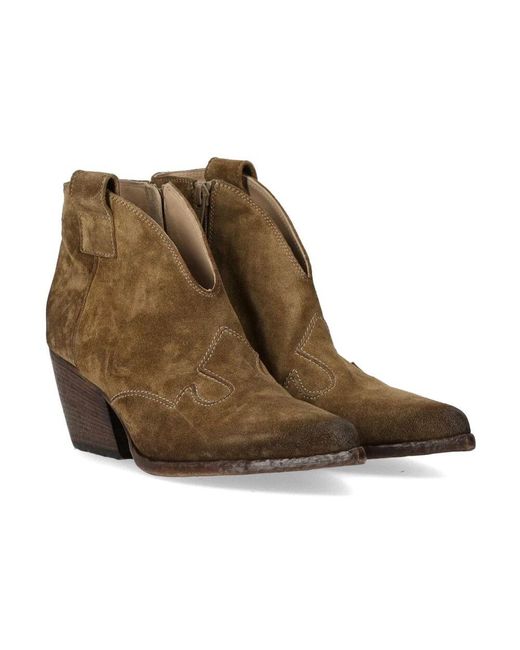 Elena Iachi Brown Vintage Wildleder Texan Ankle Boot