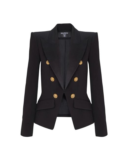 Balmain Jassen ,Zwart ,Leer Jasje Met 6 Knopen in het Black