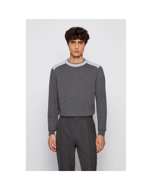 Hugo Boss trui Baram-L wol v-hals grijs