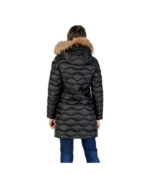 Blauer Jassen ,Zwart ,Nepbont Gewatteerde Winterjas Voor Met Nepbont Capuchon in het Black