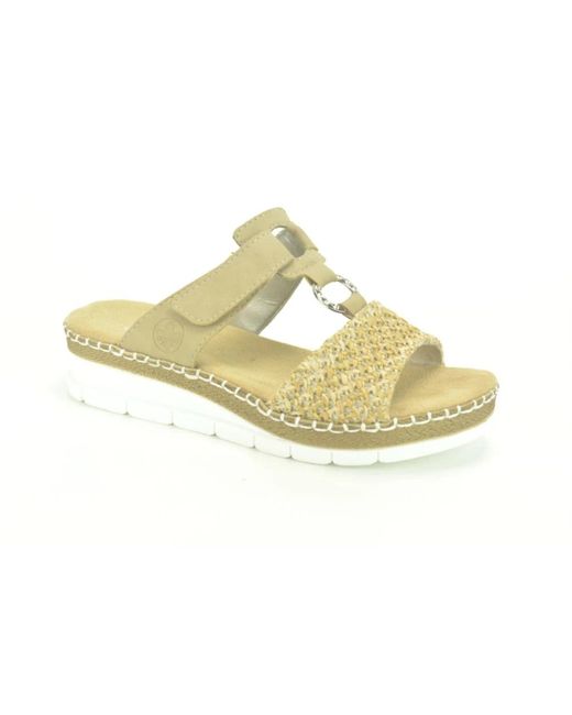 Rieker Raffia Instap Sandalen in het Metallic