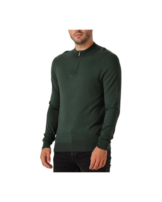 Pure Path Truien & Vesten ,Groen ,Groene Half Zip Gebreide Trui Voor Mannen in het Green voor heren