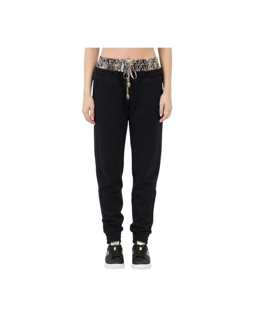 Just Cavalli Broeken ,Zwart ,Katoen Slangenprint Joggers in het Black