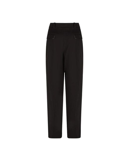 Elisabetta Franchi Black Pleat Detailed Straight-Leg Trousers