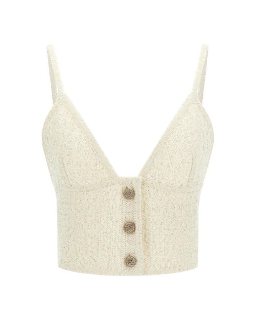 Alessandra Rich White Sleeveless Tops