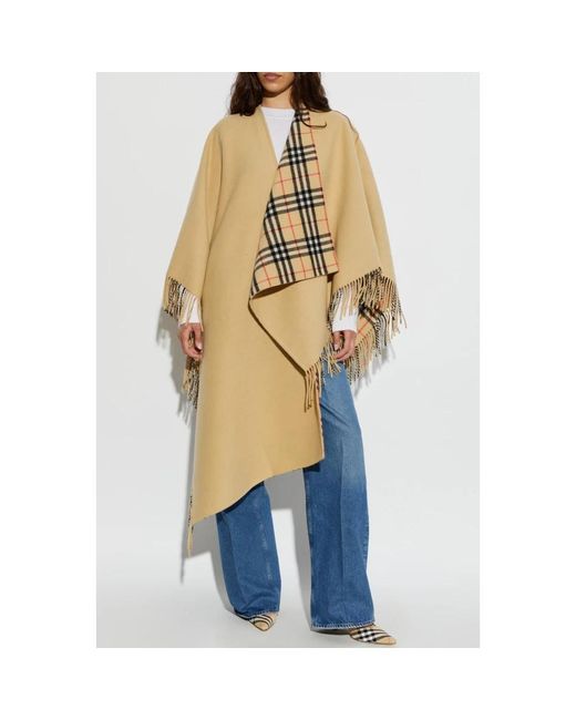 Burberry Wool Poncho in het Natural