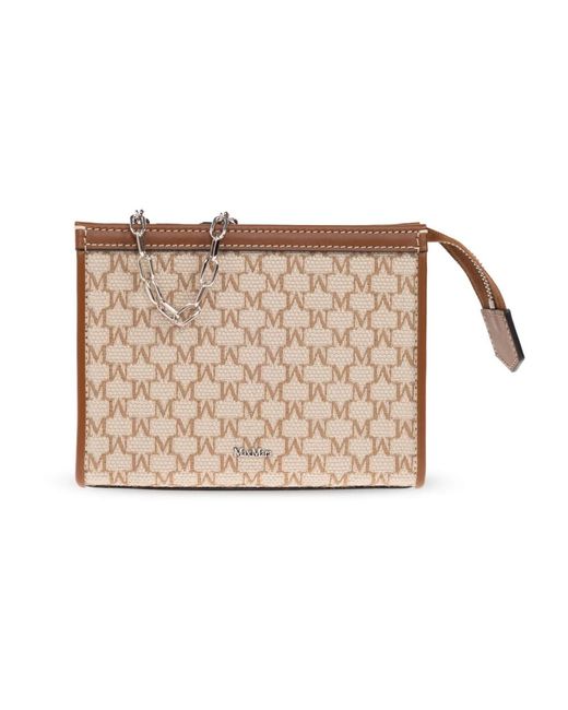 Max Mara Accessoires ,Leer Zakje Met Monogram in het Natural
