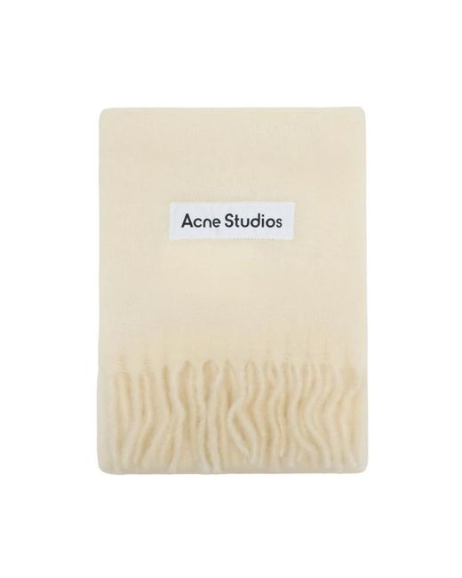 Acne Wool Logo Scarf in het Natural