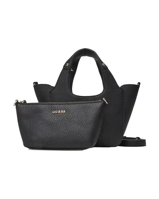 Guess Zwarte Schoudertas Met Metalen Logo in het Black