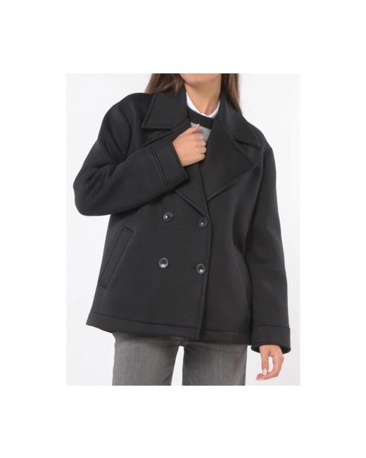 Kaos Black Double-Breasted Coats