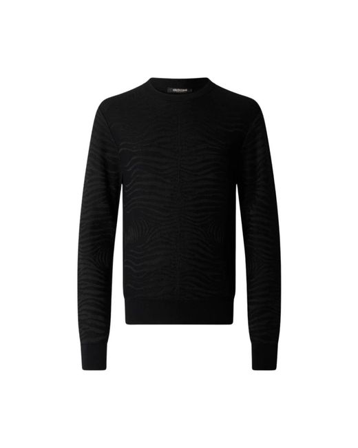 Roberto Cavalli Black Round-Neck Knitwear for men