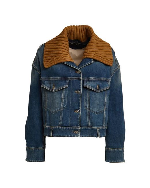 Dondup Jassen ,Blauw ,Katoen Boxy Jacket in het Blue