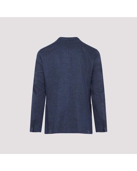 Etro Jassen ,Blauw ,Linnen Roma Sport W/Basting Jas in het Blue voor heren