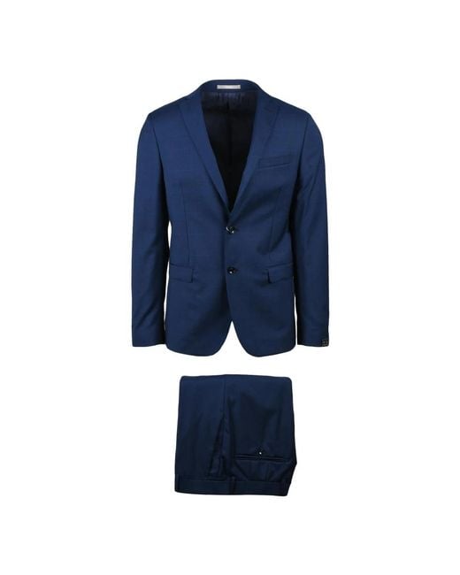 Paoloni Blue Single Breasted Suits for men