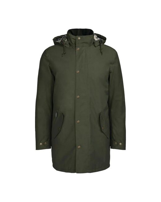 Barbour Mac-jacke mit abnehmbarer kapuze und gestepptem futter in Green für Herren
