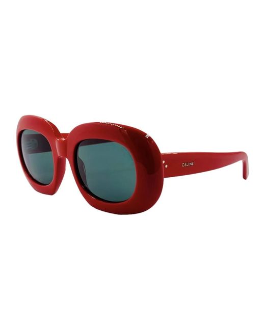 Céline Red Ovale rote sonnenbrille mit grünen gläsern