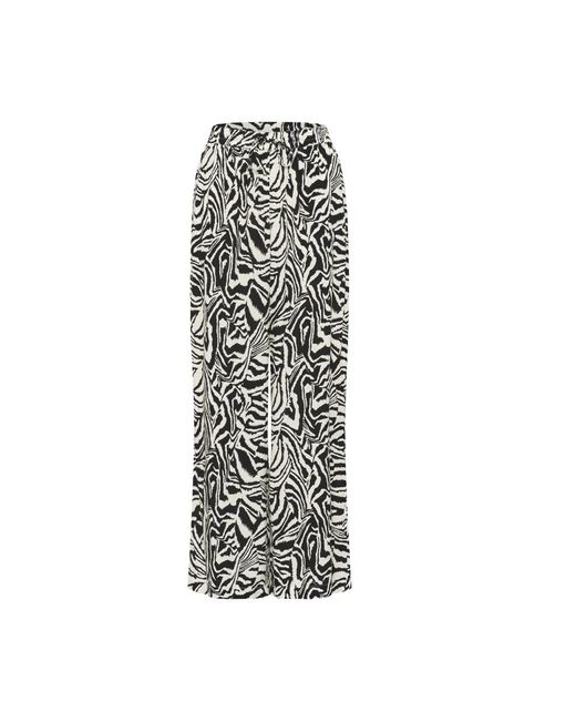 Part Two Broeken ,Veelkleurig ,Zwarte Animal Print Wijde Pijpen Broek in het Multicolor