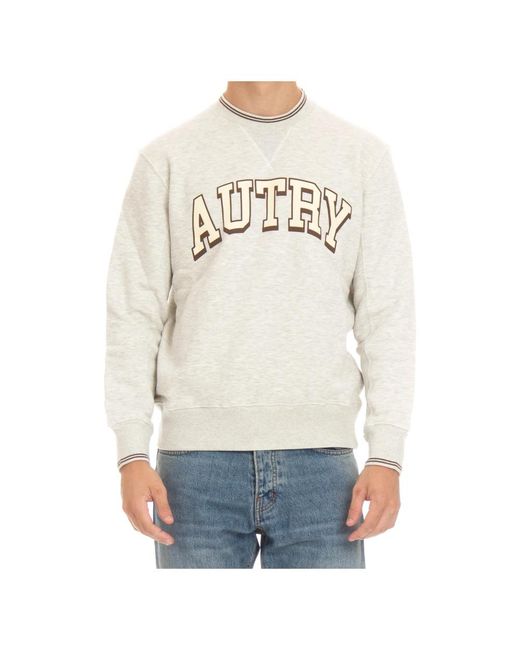 Autry Hoodies & Sweatvesten ,Grijs ,Katoen Grijze Trui Met Contrastdetails in het White voor heren