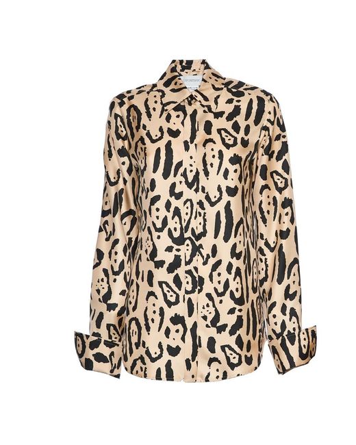 Sportmax Black Animal Print Silk Fitted Shirt
