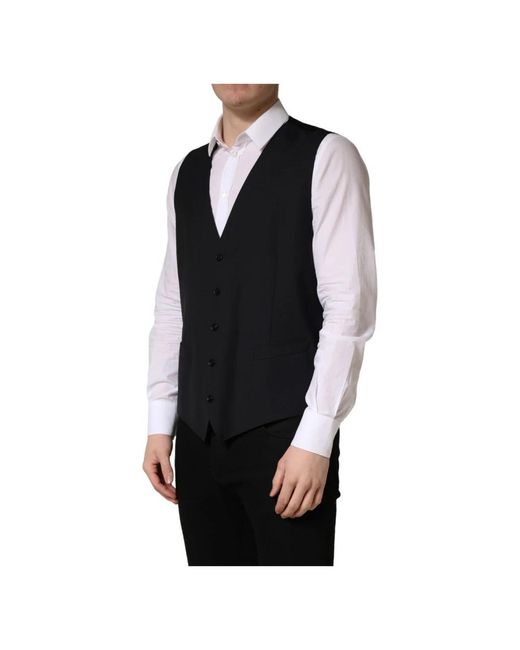 Dolce & Gabbana Black Waistcoats for men