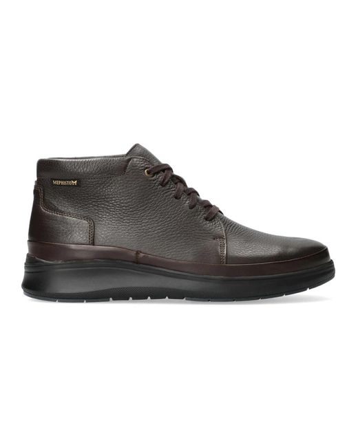 Mephisto Dunkelbrauner leder knöchelstiefel in Black für Herren