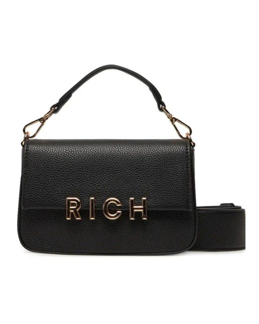 John Richmond Black Iura Schultertasche Schwarz/ Metall