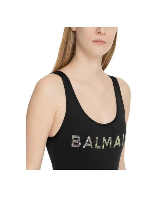 Balmain Black Logo badeanzug