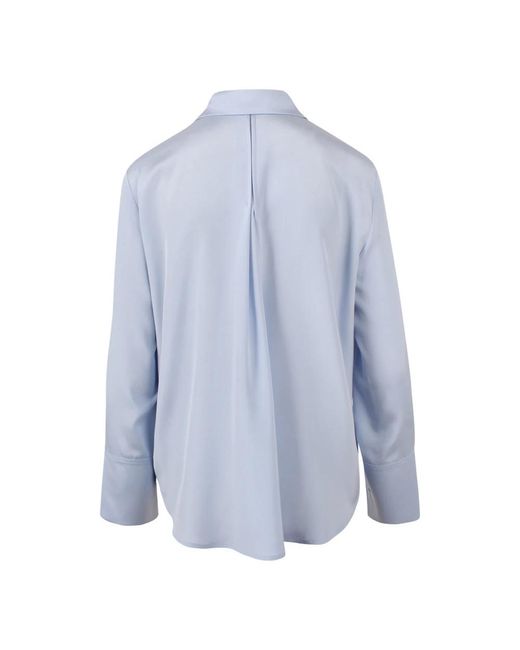 Max Mara Overhemden ,Blauw ,Voliera Zijden Crêpe De Chine Blouse in het Blue