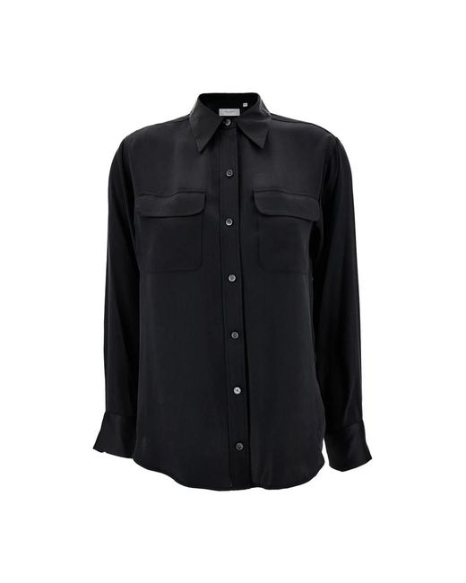 Equipment Black Schwarzes seidenhemd mit spitzem kragen