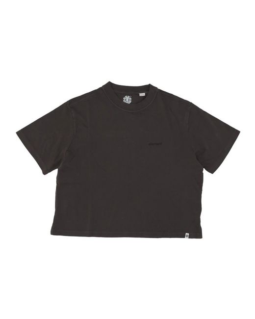 Element Tops ,Zwart ,Katoen Zwarte Cropped Tee Met Logo Print in het Black voor heren
