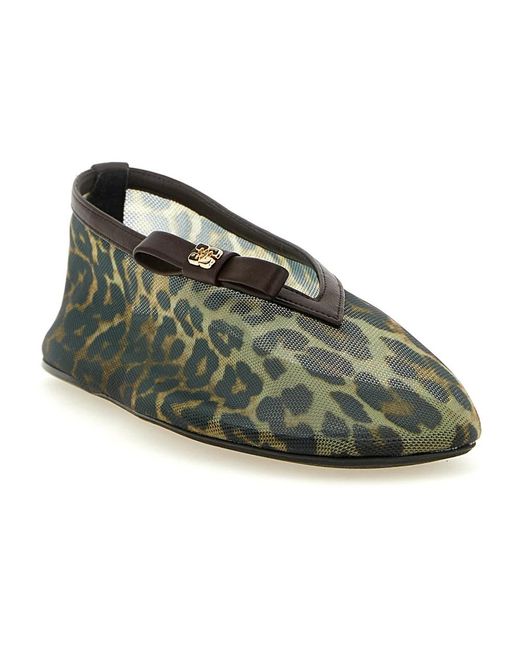 Ganni Green Ballerina Shoes