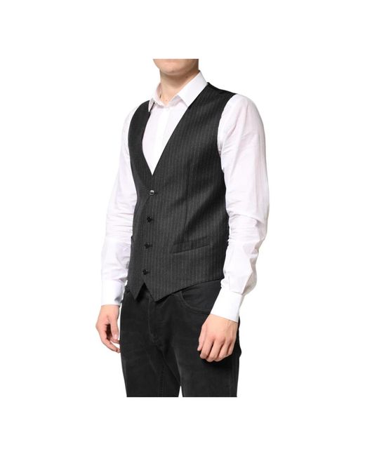 Dolce & Gabbana Black Waistcoats for men