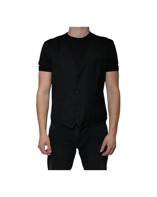 Dolce & Gabbana Black Vests for men