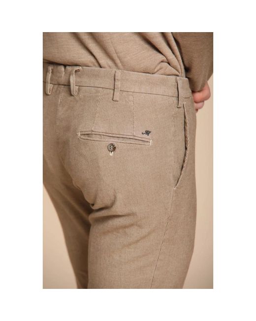 Mason's Broeken ,Katoen Chino Broek Met Micro Mouliné Print in het Natural voor heren