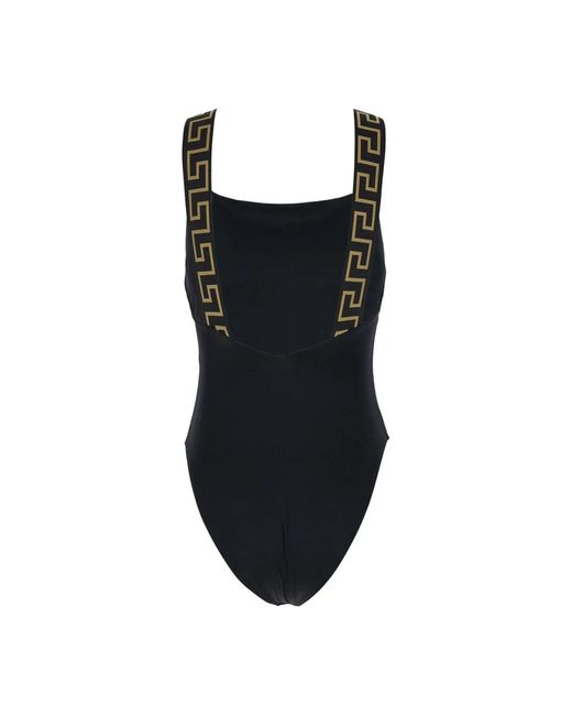 Versace Badmode ,Zwart ,Nylon Greca Border One-Piece Badpak in het Black