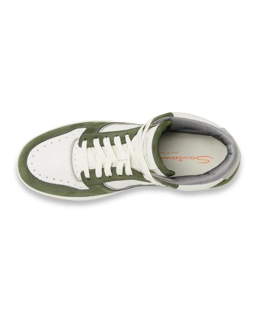 Santoni Weiß-Grüne Sneak-Air-Sneakers Für Herren Aus Leder Und Nubuk Grun, Größe in Green für Herren