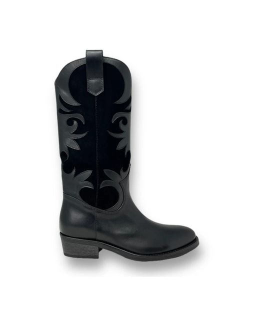 Via Roma 15 Black Cowboy & Biker Boots