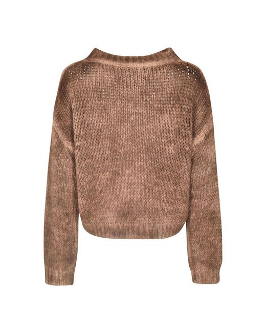 Round-Neck Knitwear di Roberto Collina in Brown