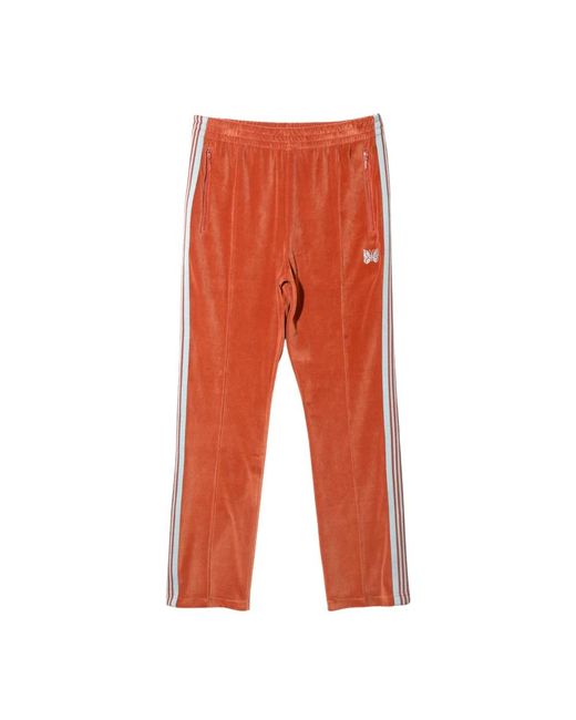 Pantalones deportivos ajustados de terciopelo Needles de color Orange