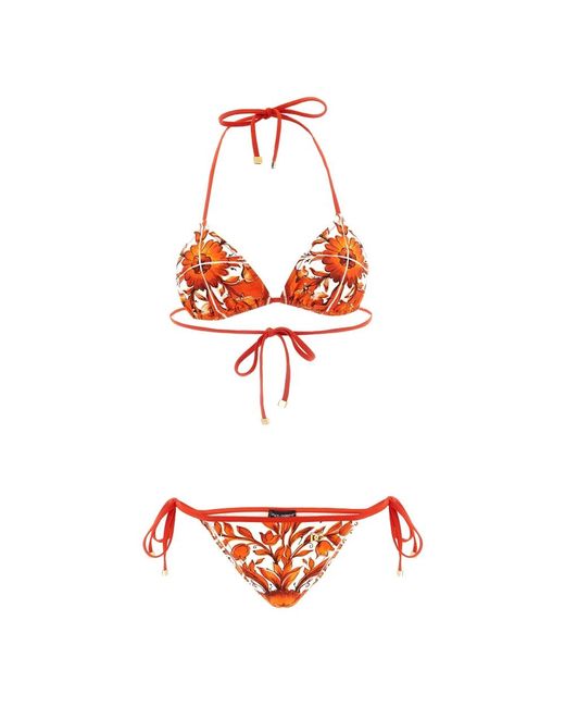 Dolce & Gabbana Red 'Maiolica' Bikini