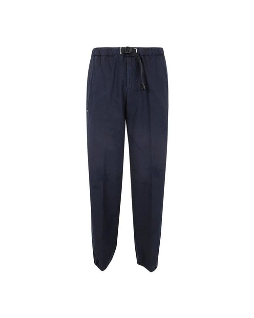 White Sand Blue Slim-Fit Trousers for men