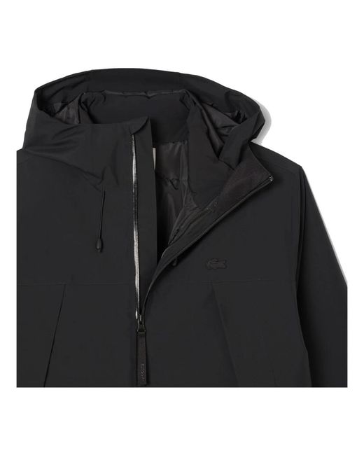 Lacoste Jassen ,Zwart ,Leer 3-In-1 Waterafstotende Gewatteerde Parka in het Black voor heren