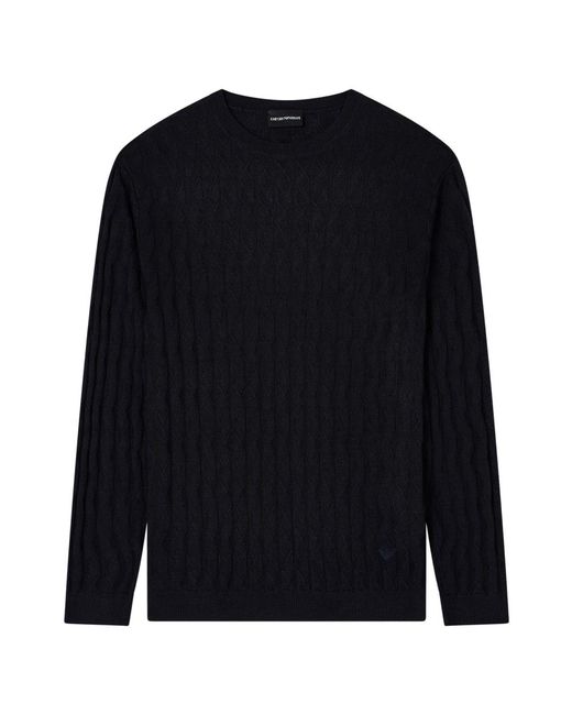 Emporio Armani Blue Round-Neck Knitwear for men