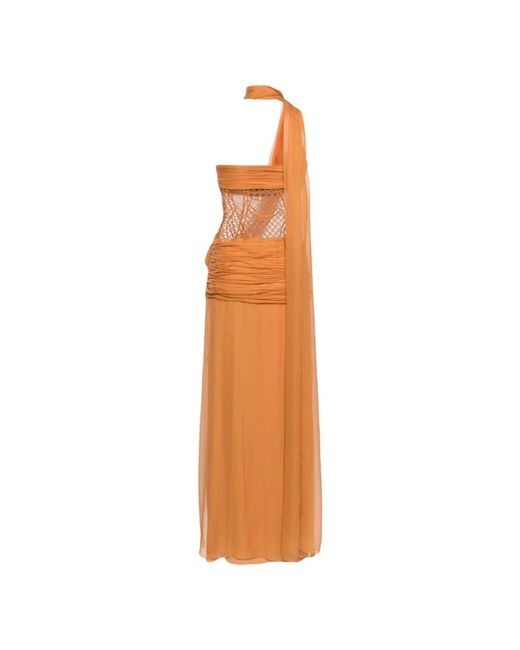 Alberta Ferretti Orange Kleid mit Spitzendetail