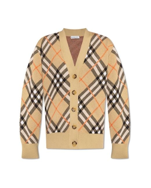 Cardigan a quadretti di Burberry in Natural