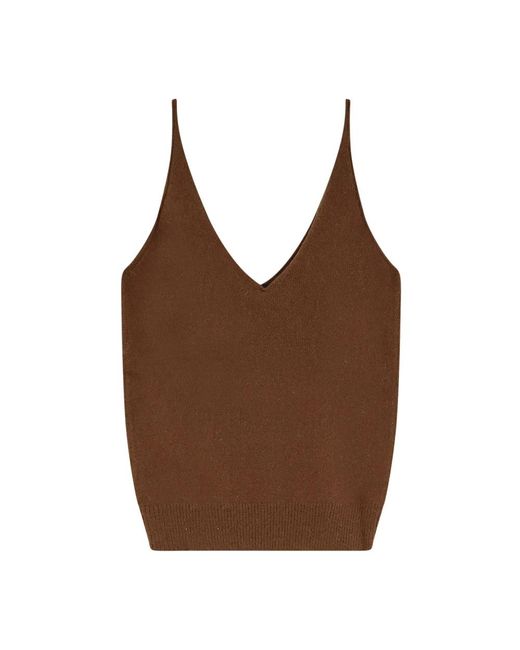 Mes Demoiselles Brown Sleeveless Tops