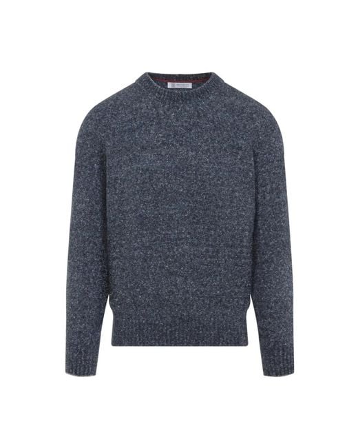 Round-Neck Knitwear Brunello Cucinelli de hombre de color Blue