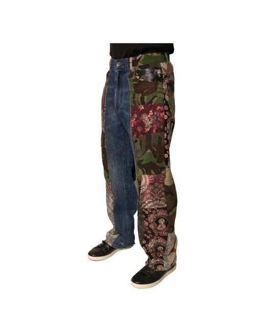 Dolce & Gabbana Patchwork Straight Denim Jeans in het Blue voor heren