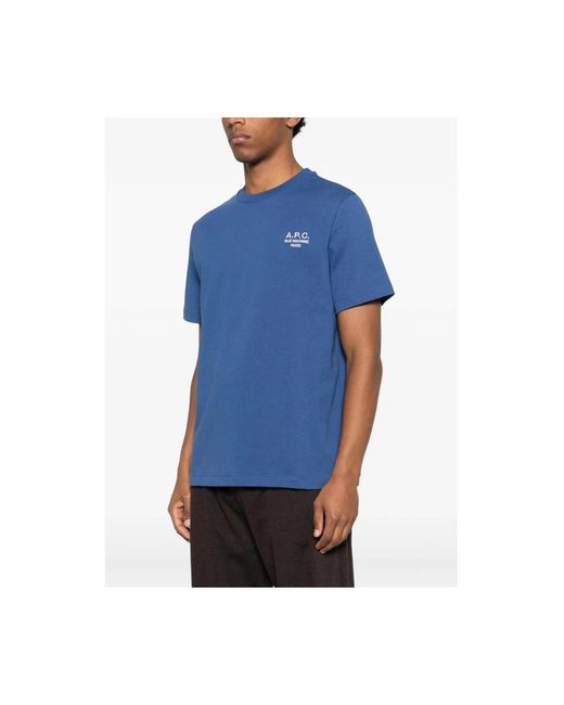 A.P.C. Tops ,Blauw ,Katoen Standard Rue Madame T-Shirt in het Blue voor heren